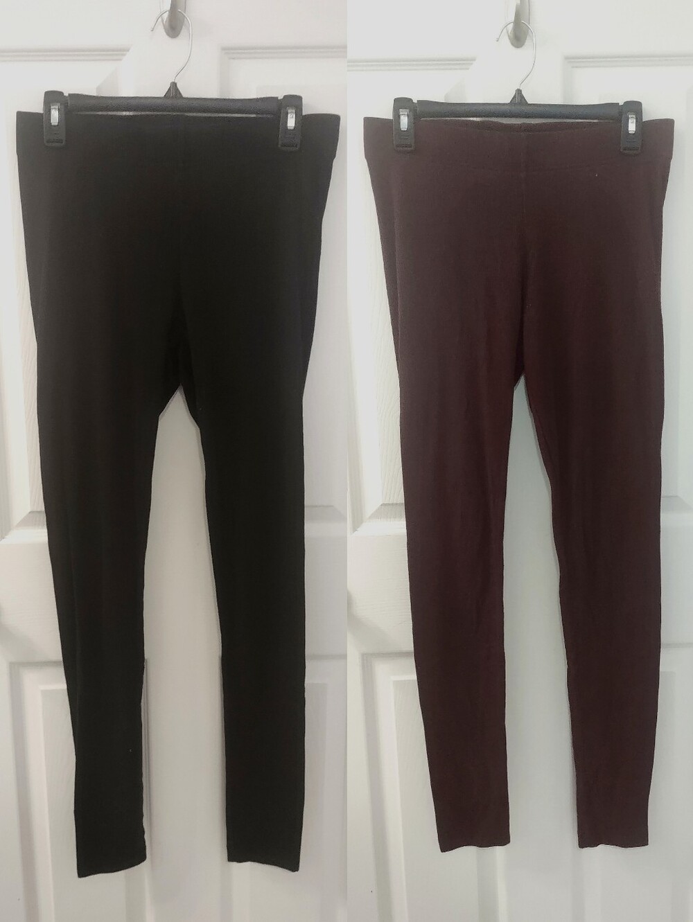Old Navy High-Waisted Rib-Knit Leggings 2-pack Size M Tall Raisin Berry Black